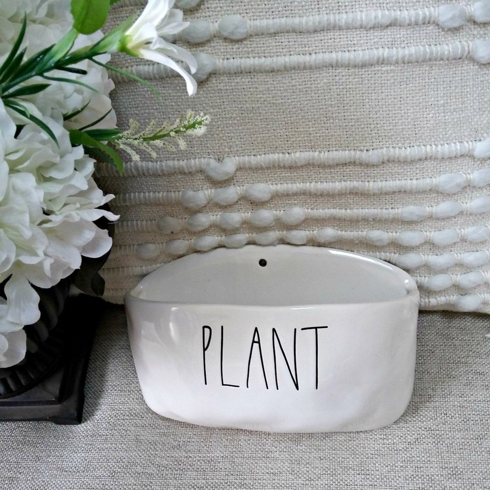 NEW! Rae DUNN Ceramic WALL Planter "PLANT"